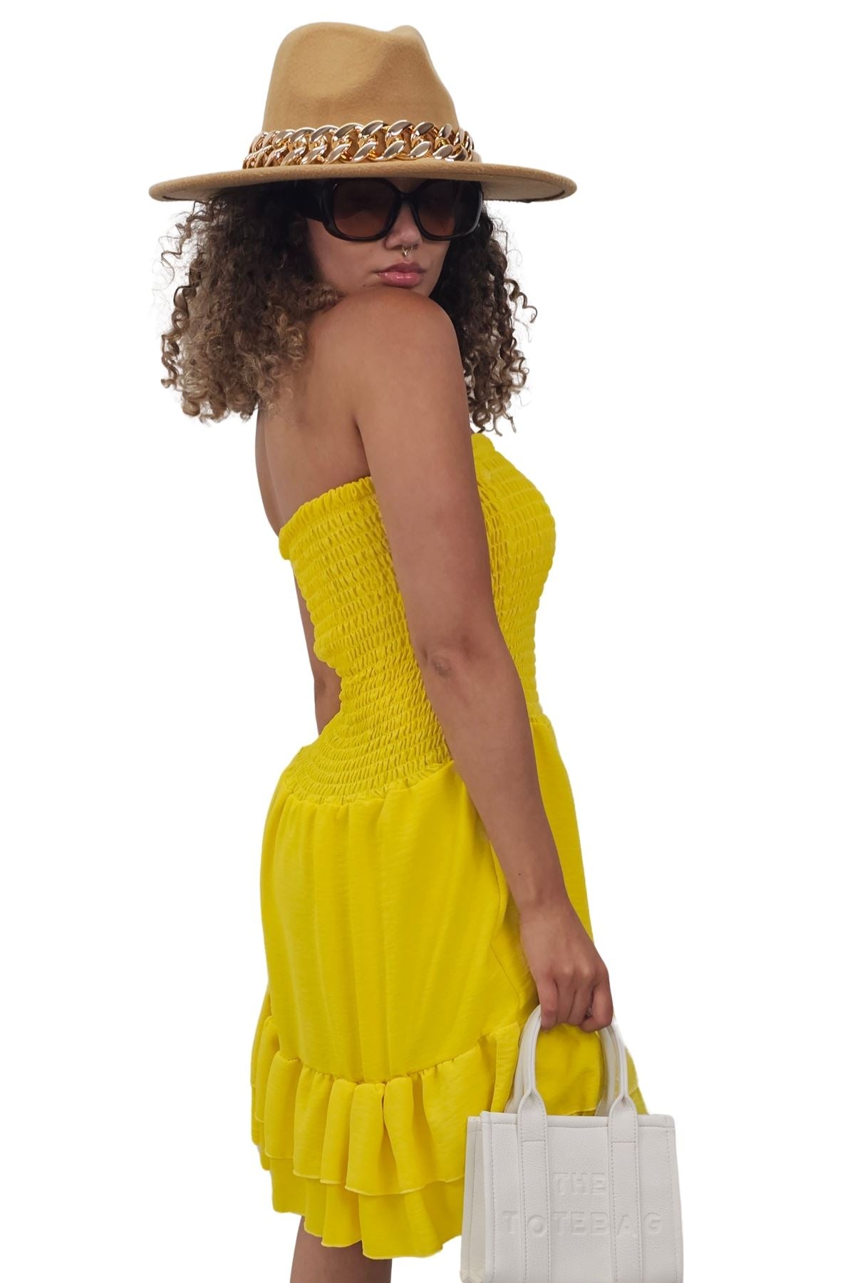 Plain Bandeau Shirred Playsuit — gallery