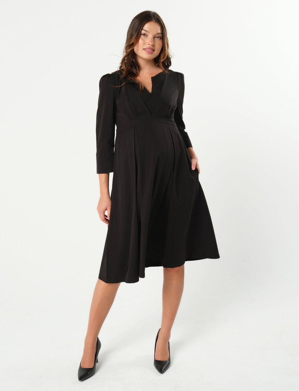 Sarah Empire Maternity & Nursing Dress in TENCEL (Regular & Petite) — gallery