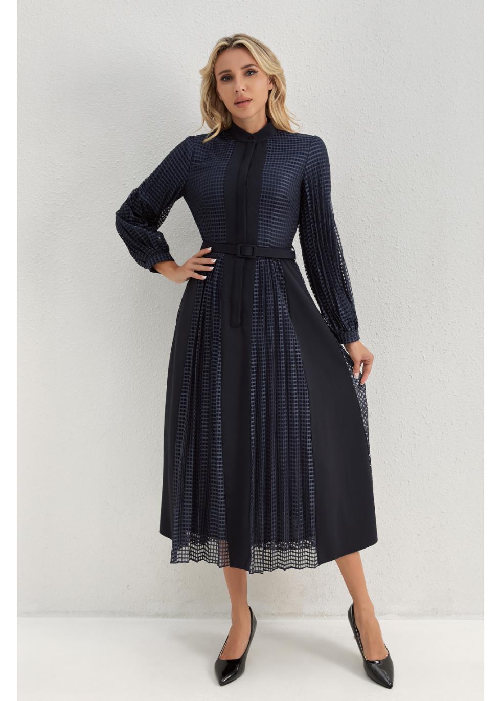 Deep Navy Bloom Midi Dress