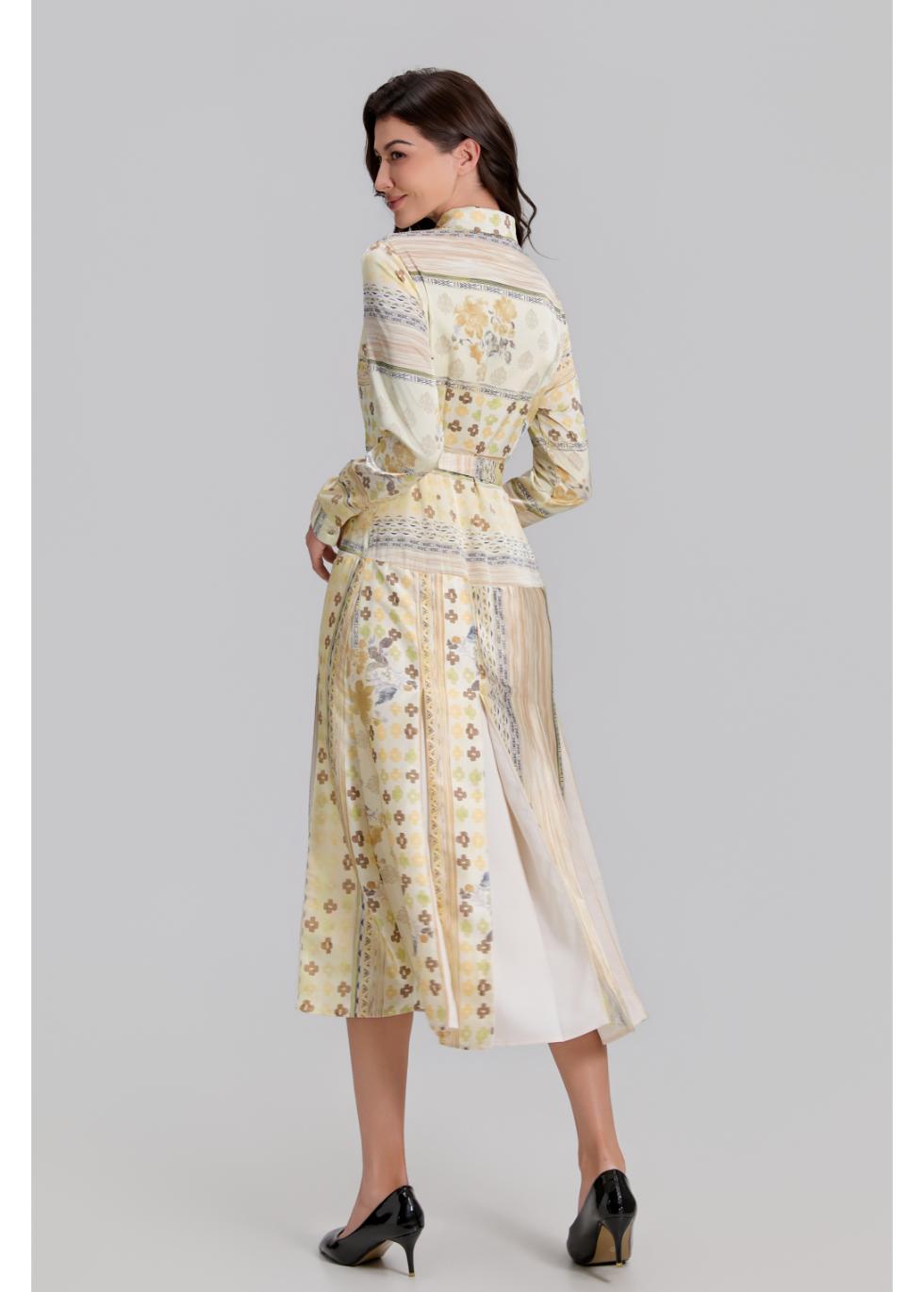 Golden Meadow Pleated Midi Dress — gallery