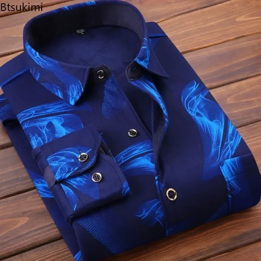 Winter Warm Fleece-Lined Plaid Shirt for Men - gallery