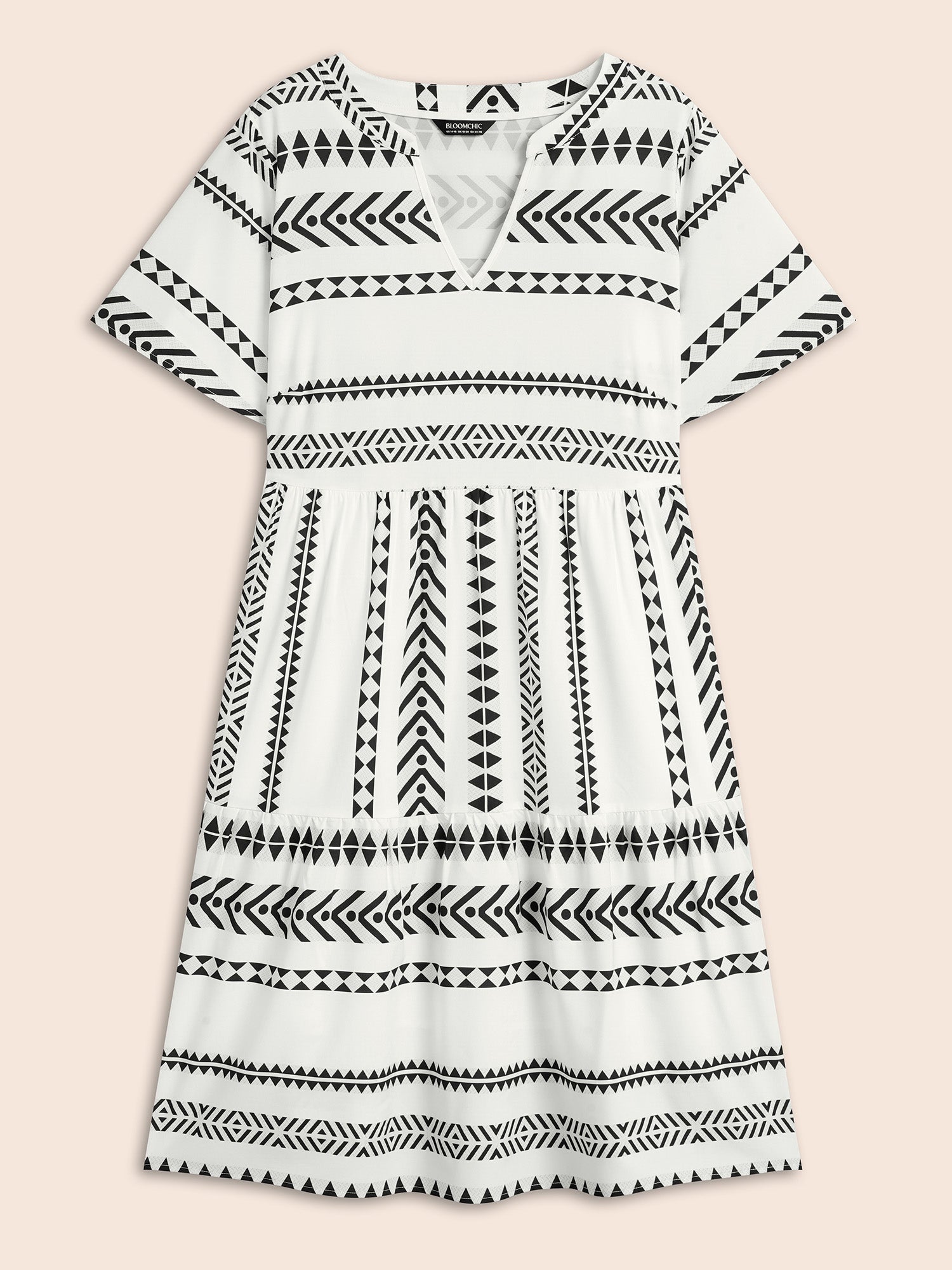 Bandana Geometric Ruffle Sleeve Babydoll Dress for Women - gallery