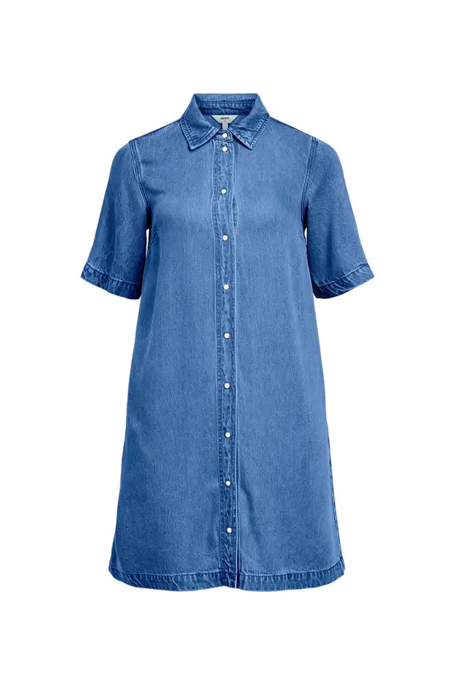 Medium Blue Denim Button Dress - gallery