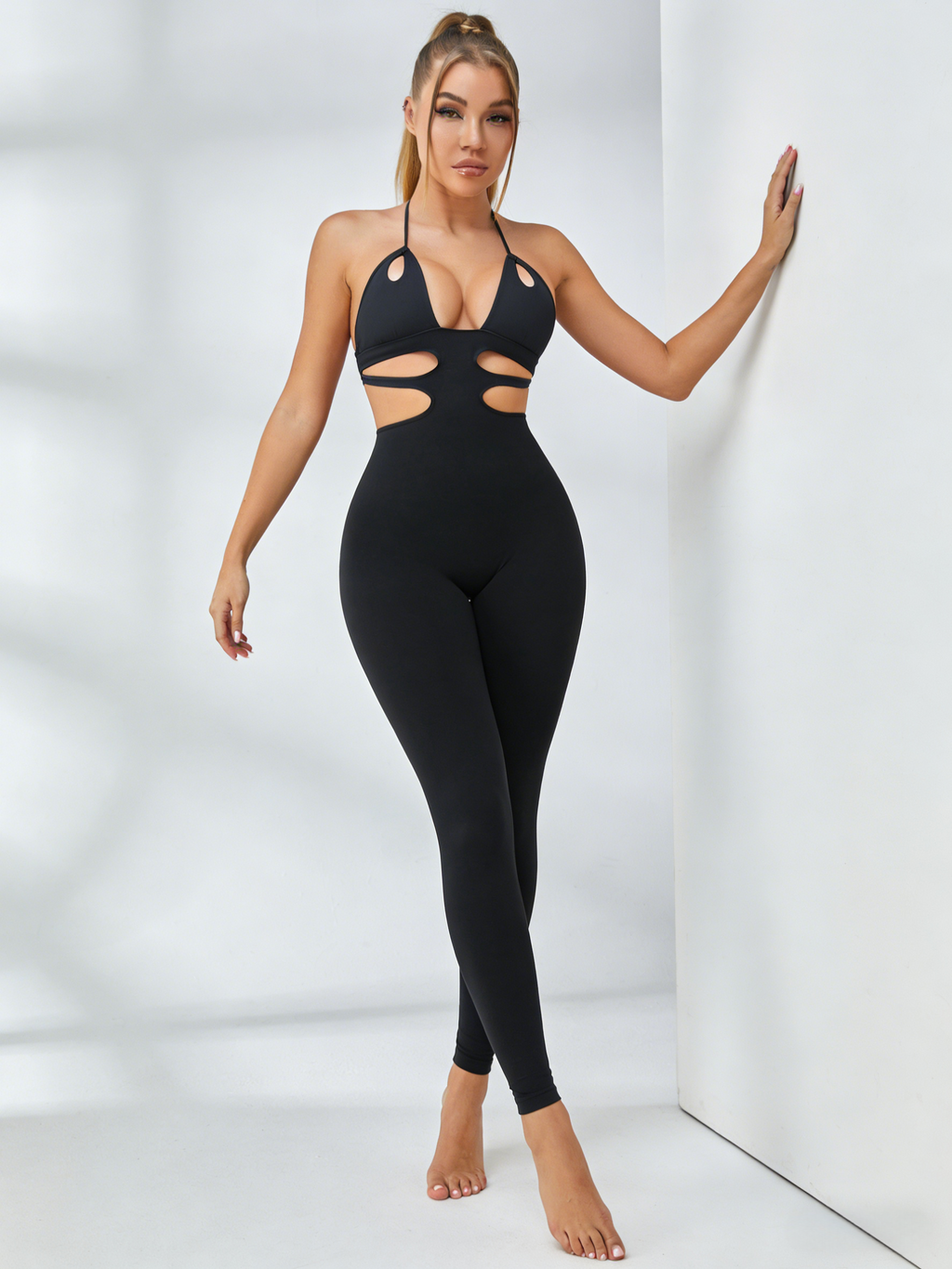 Hollow Out Deep V Back Jumpsuit for Women — Quick-Dry Active - gallery