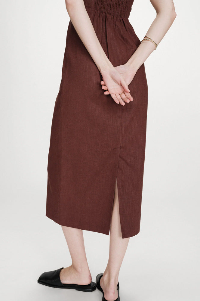 Veranys Chocolate Linen Dress - gallery