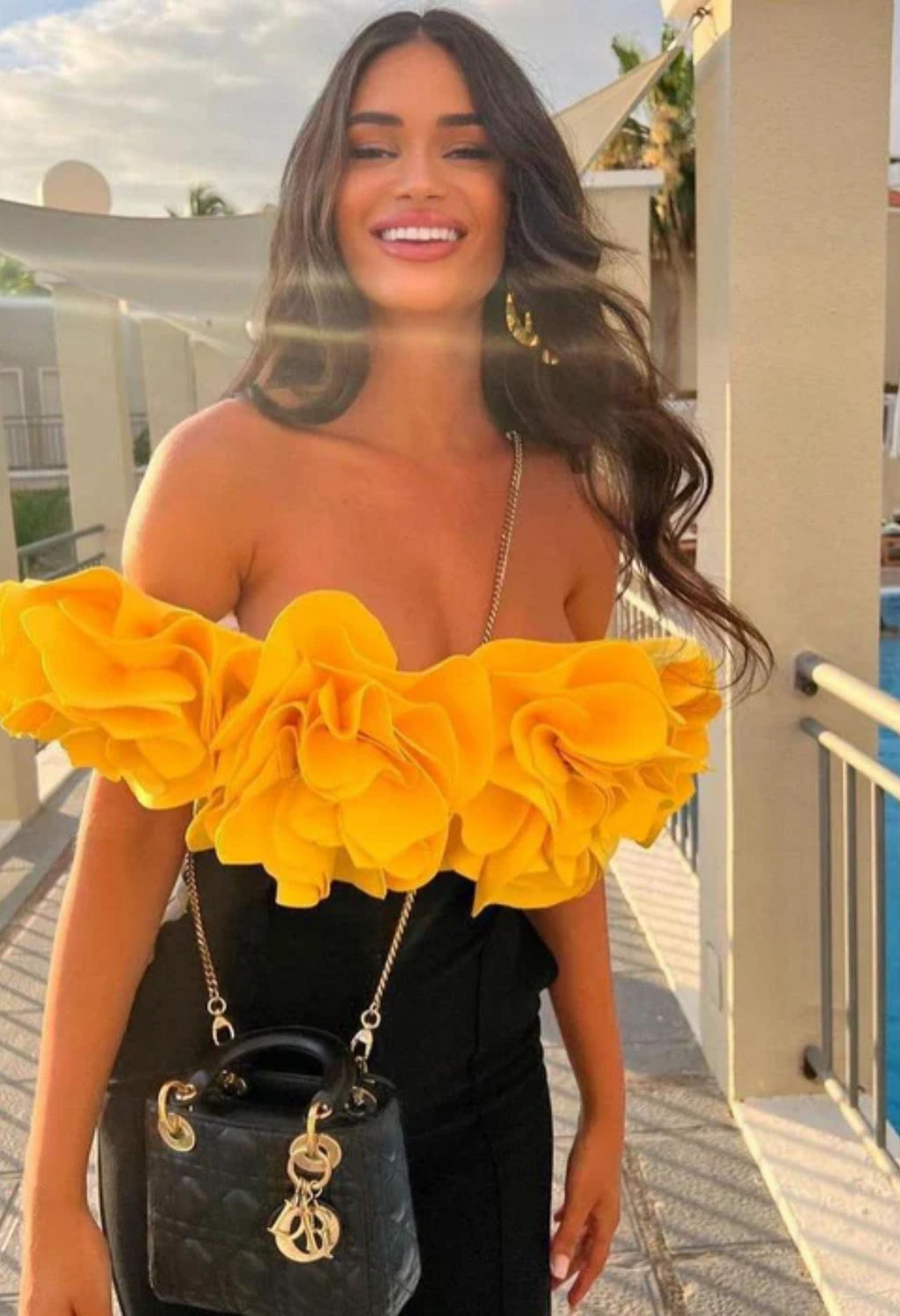 Bleza Floral Padded Monokini Bodysuit for Women - Yellow