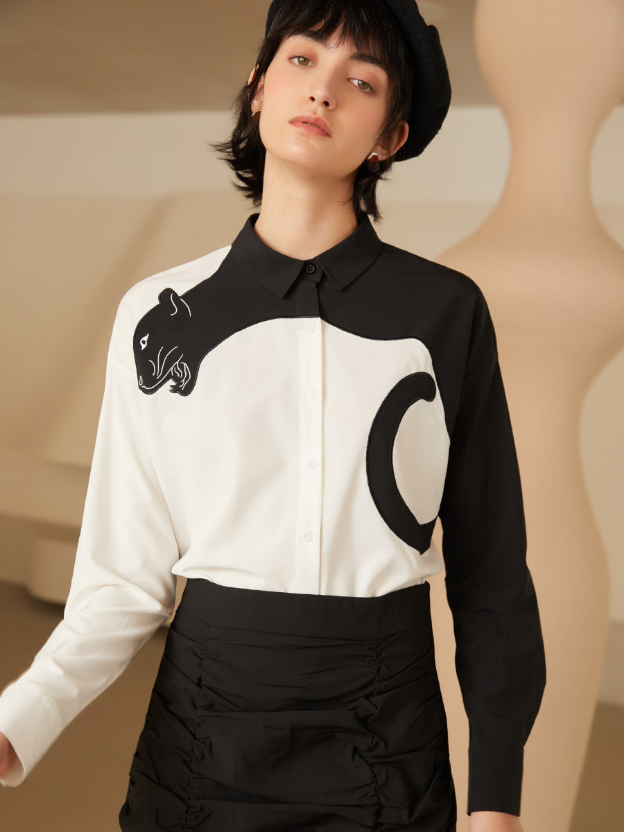 Panther Grace Embroidered Blouse for Women