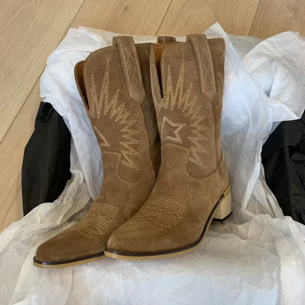 Retro Embroidered Ankle Boots