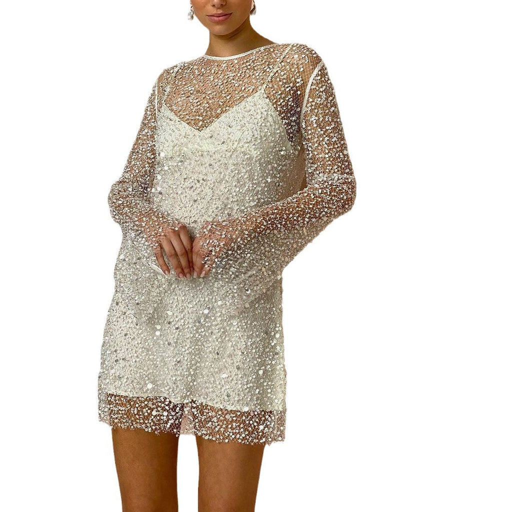 Shimmering Sheer Mesh Dress