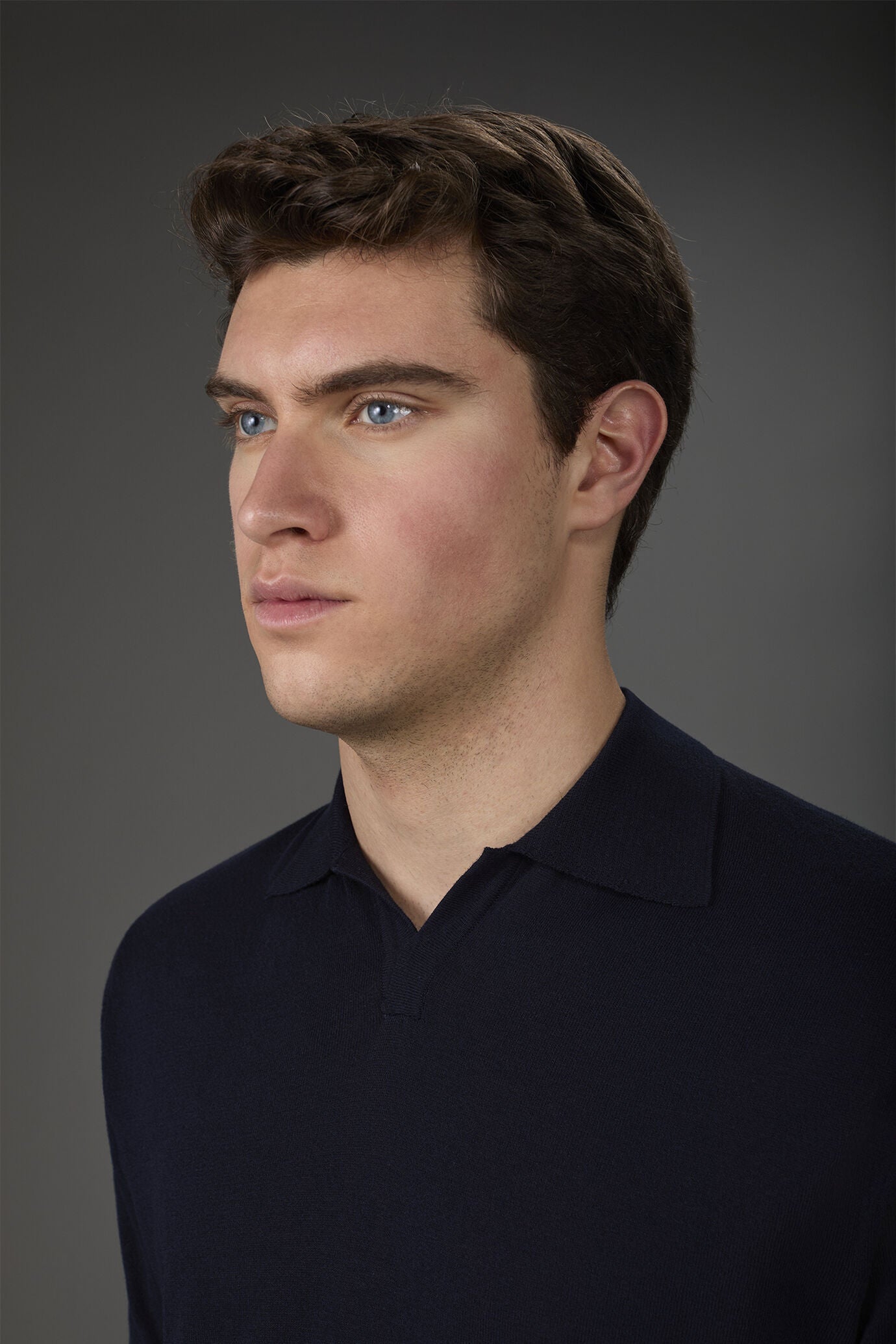 Cotton Crepe Derby Collar Polo Shirt for Men — gallery
