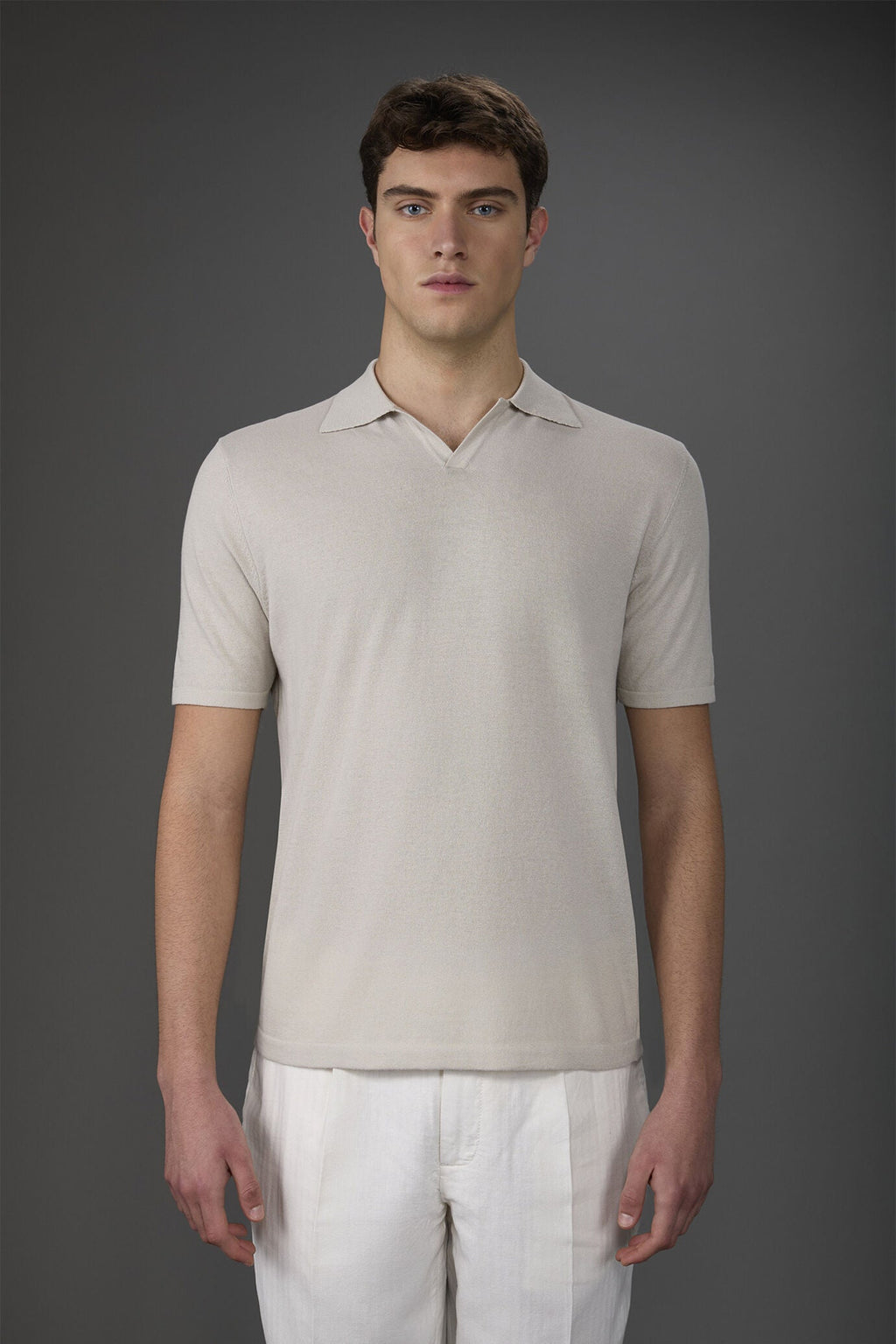 Cotton Crepe Derby Collar Polo Shirt for Men — gallery
