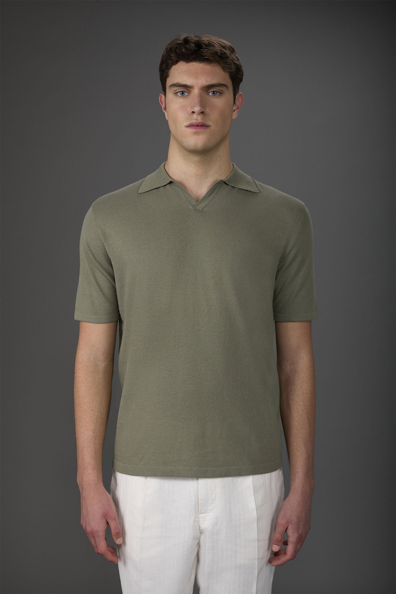 Cotton Crepe Derby Collar Polo Shirt for Men — gallery