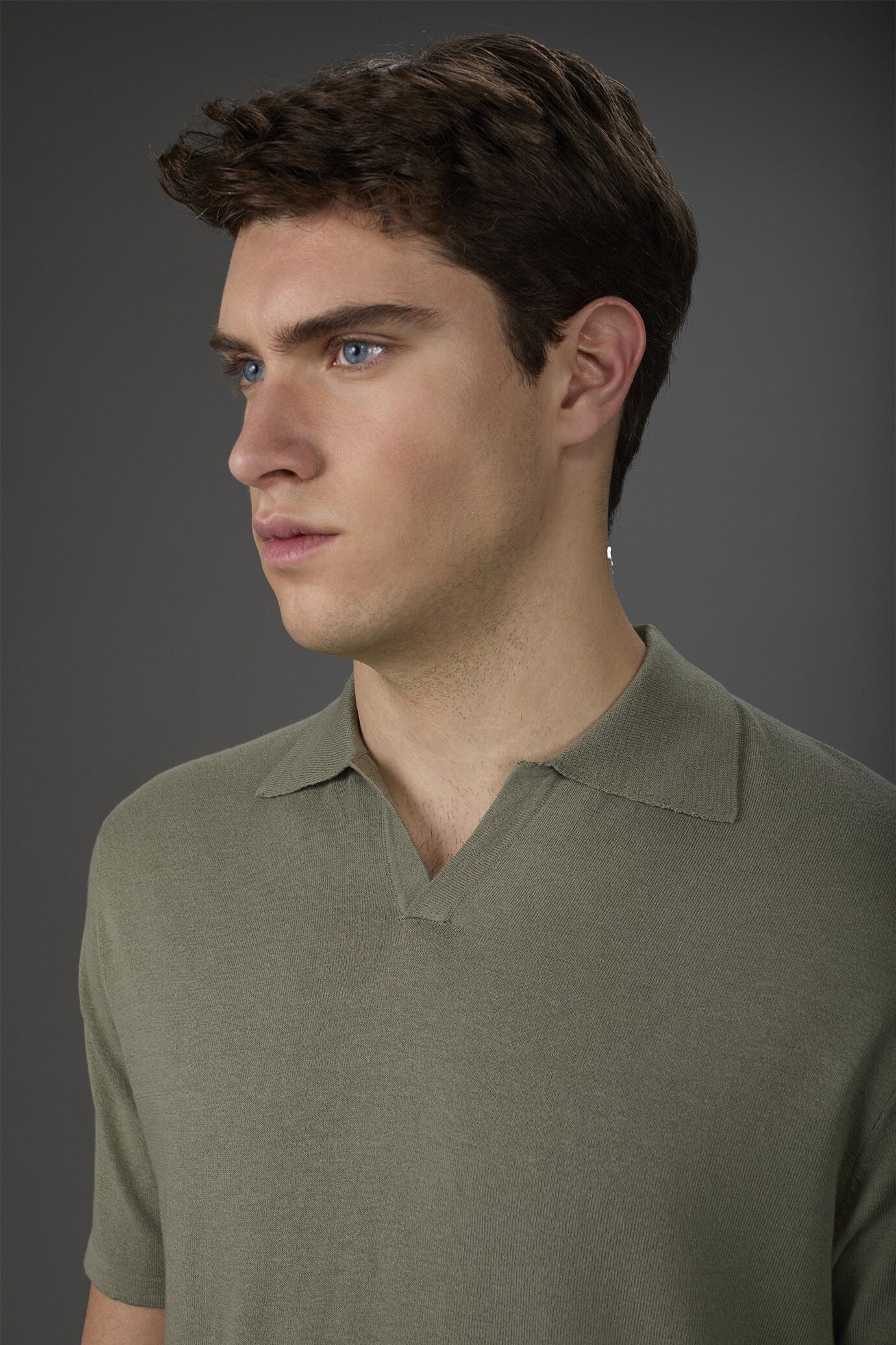 Cotton Crepe Derby Collar Polo Shirt for Men — gallery