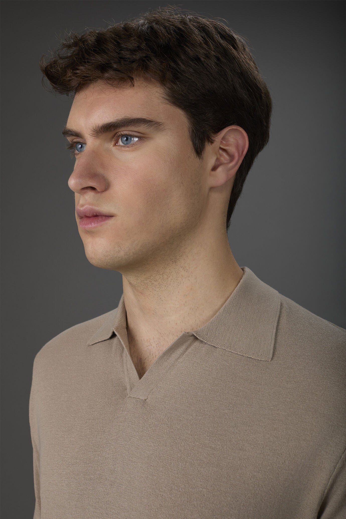 Cotton Crepe Derby Collar Polo Shirt for Men — gallery