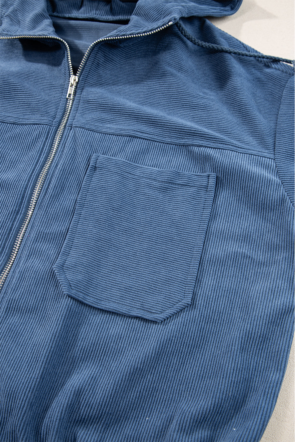 Teal Hooded Jacket with Zipper and Drawstring