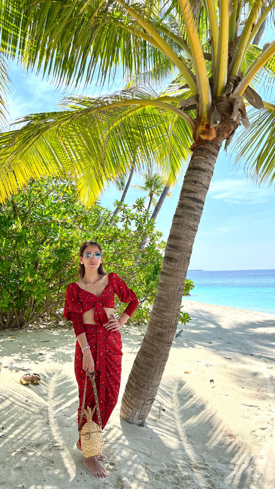 Red Printed Dhoti Coord Set for Women - gallery