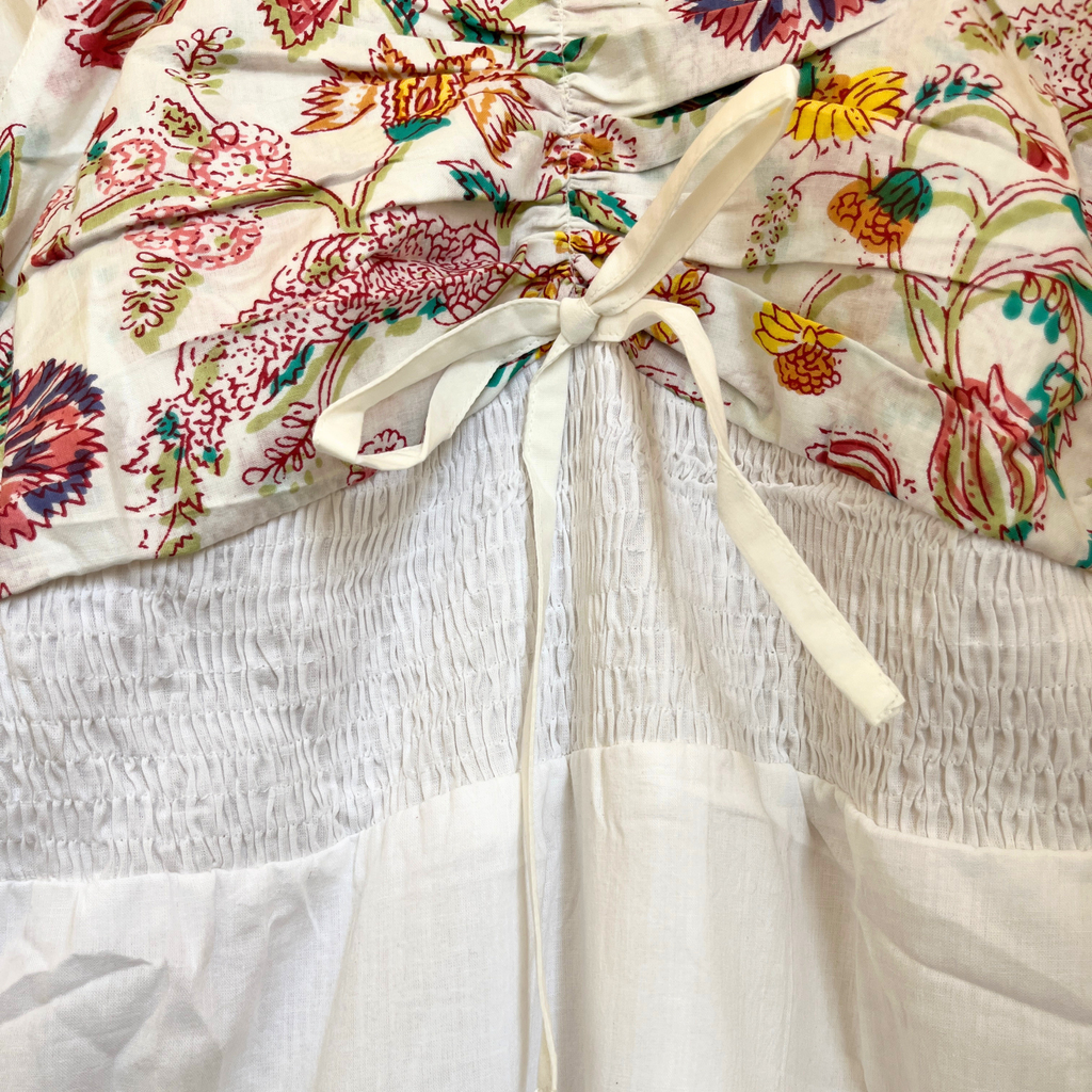 White Floral Sleeveless Luxe Dress for Women — Adjustable - gallery
