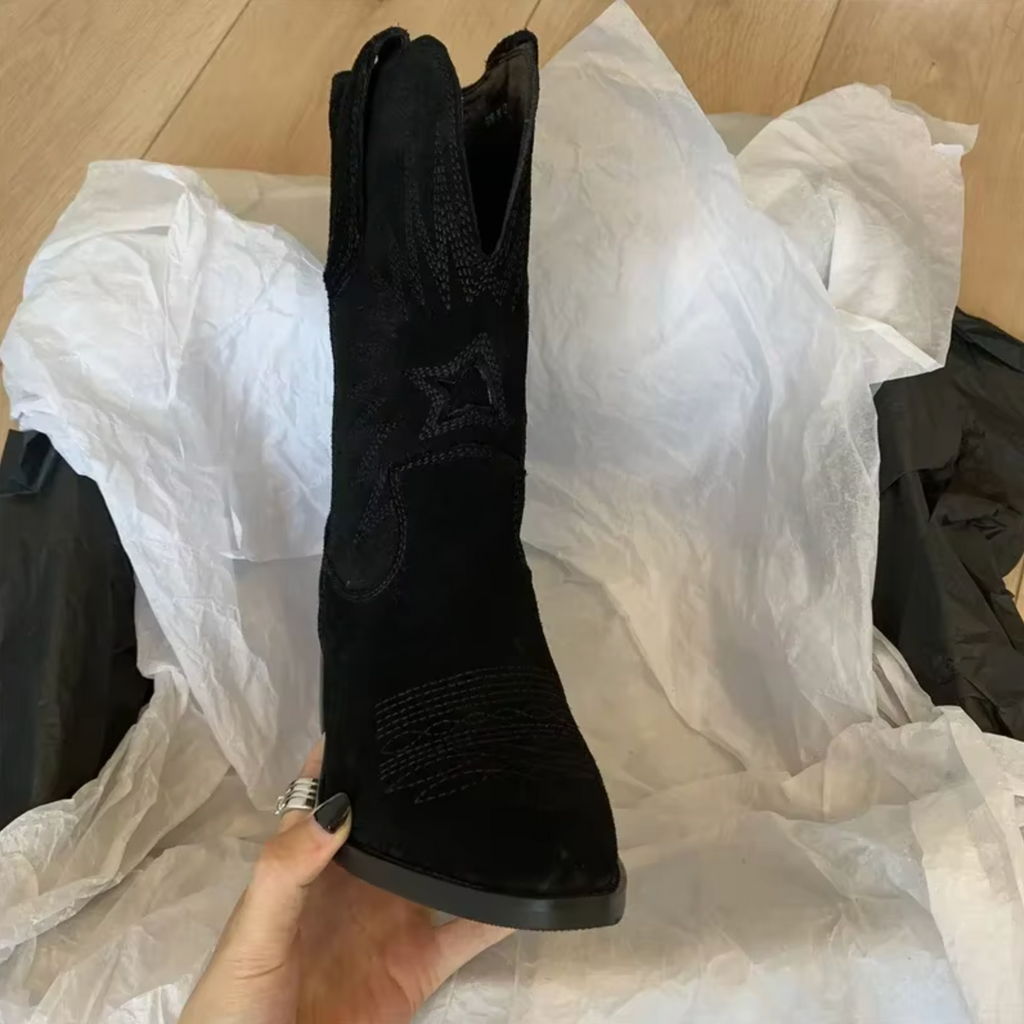 Retro Embroidered Ankle Boots