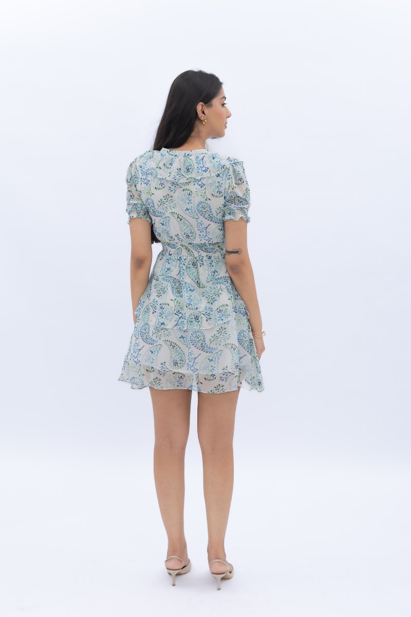 Frill Sleeve Smocked Mini Dress for Women - gallery