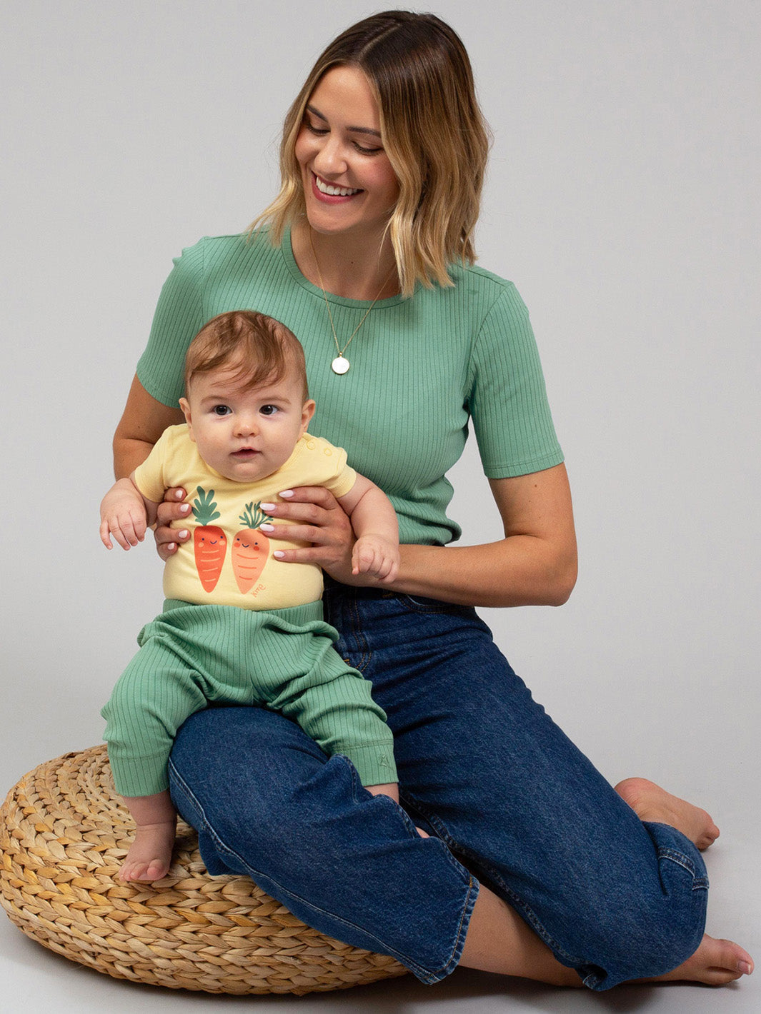 Portesham Ribbed T-Shirt Sage — gallery