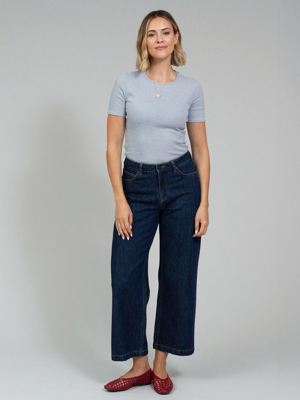 Portesham Jersey T-Shirt Navy Stripe — gallery