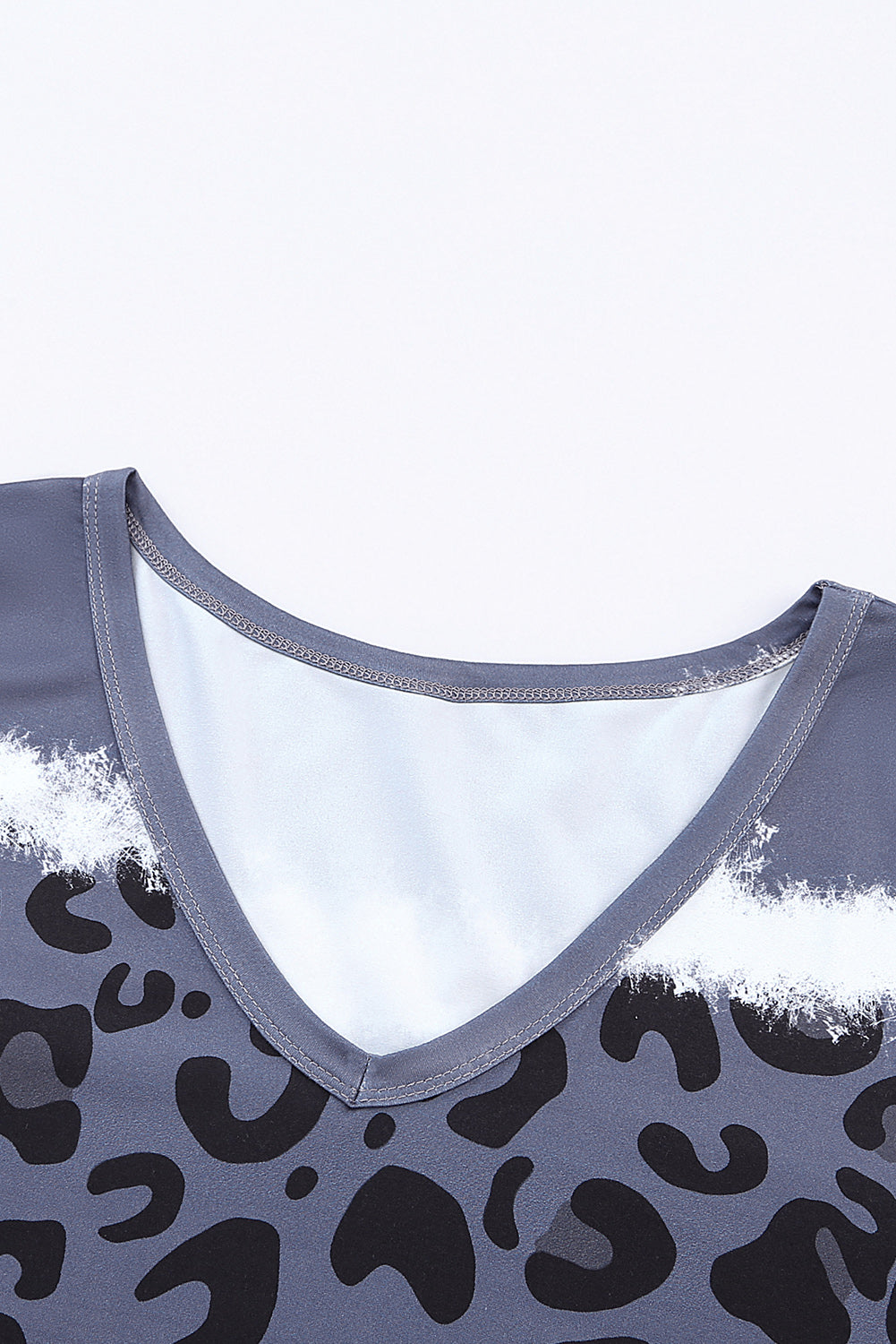 Leopard Color Block V-Neck Short Sleeve Dress for Women - gallery