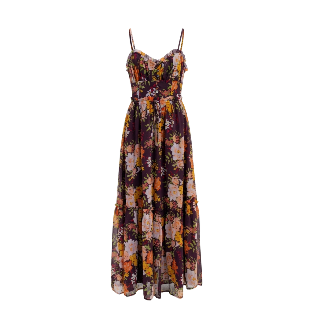 Black Floral Georgette Maxi Dress for Women — Sleeveless Luxe - gallery