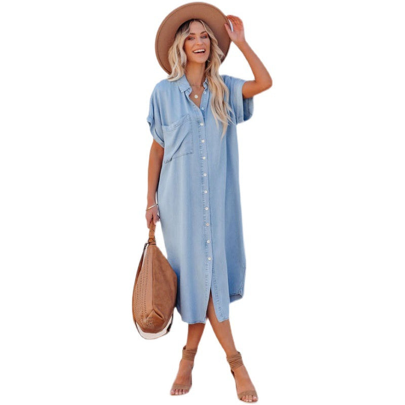 Ayla Denim Dress with Short Sleeves