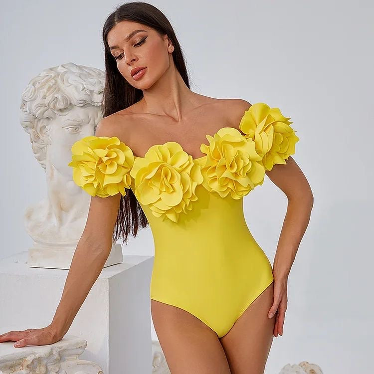 Bleza Floral Padded Monokini Bodysuit for Women - gallery