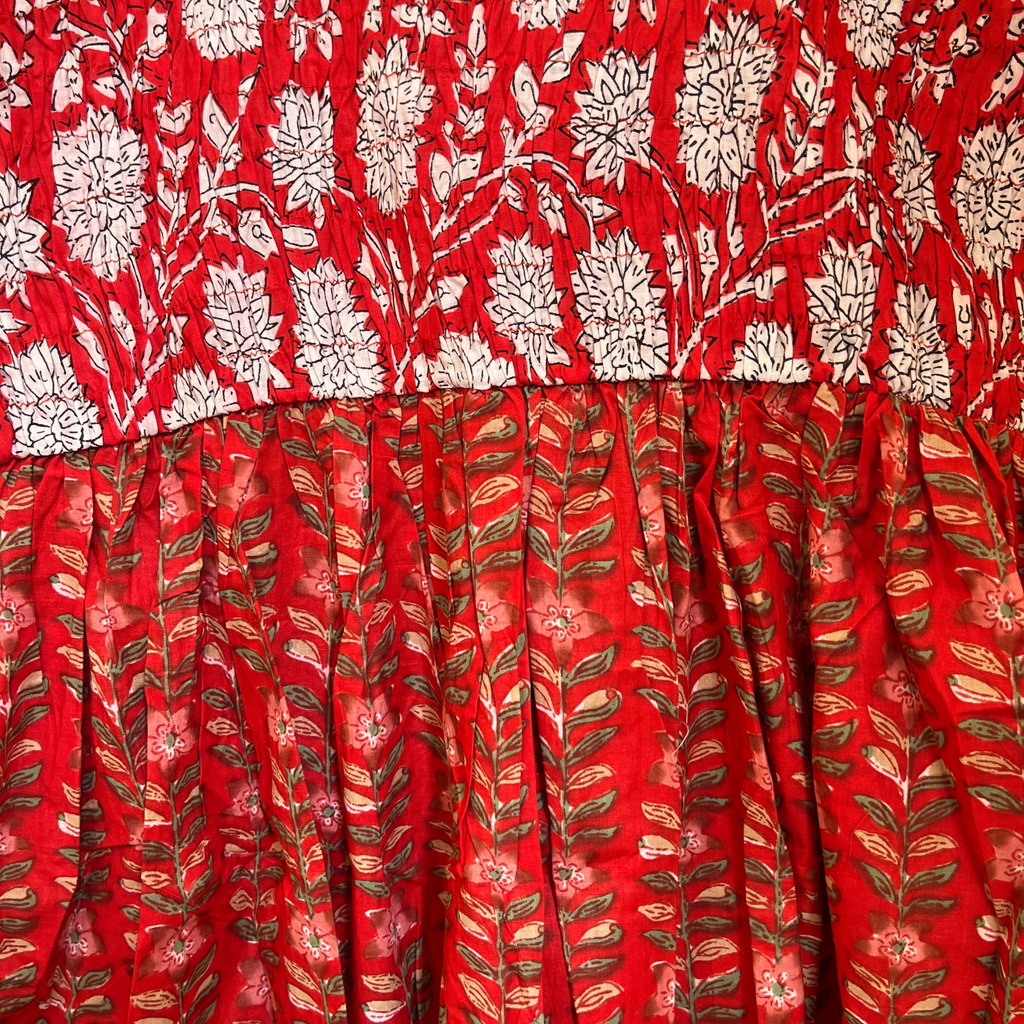 Red Floral Cotton Maxi Dress for Women — Sleeveless Flowing - gallery