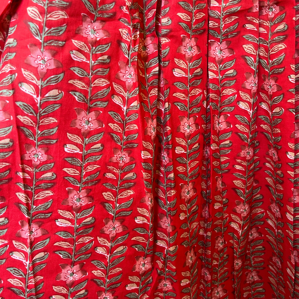 Red Floral Cotton Maxi Dress for Women — Sleeveless Flowing - gallery