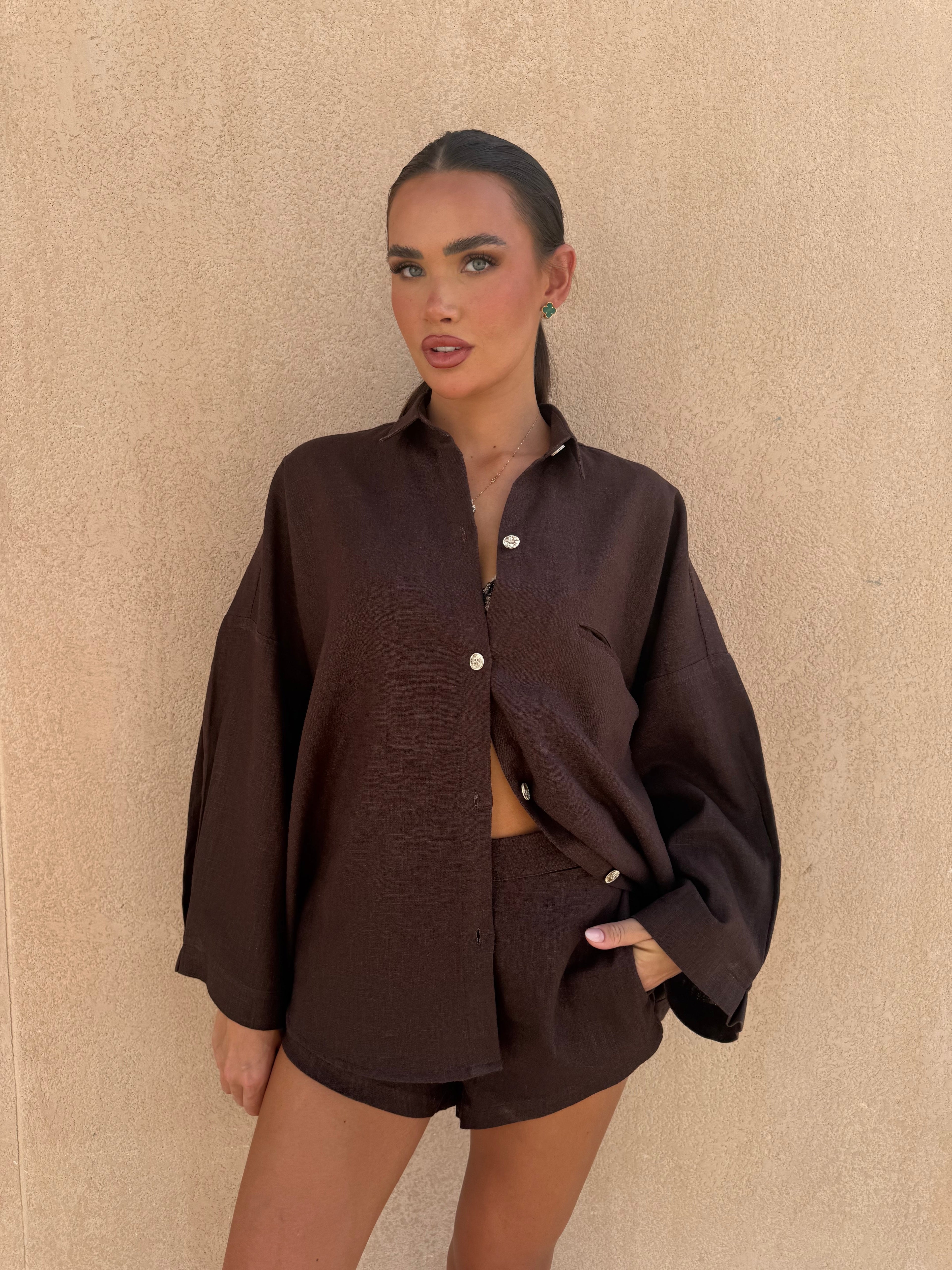 Sable Foncé Shirt- Brown Top for Women - gallery