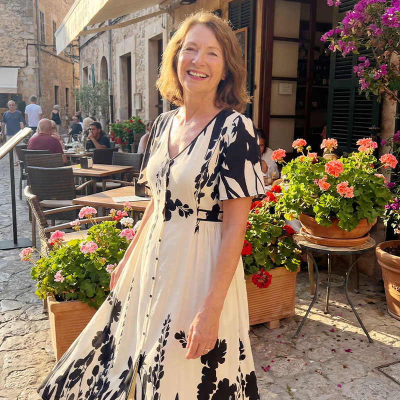 Botanical Floral Button-Down Midi Dress for Women - gallery