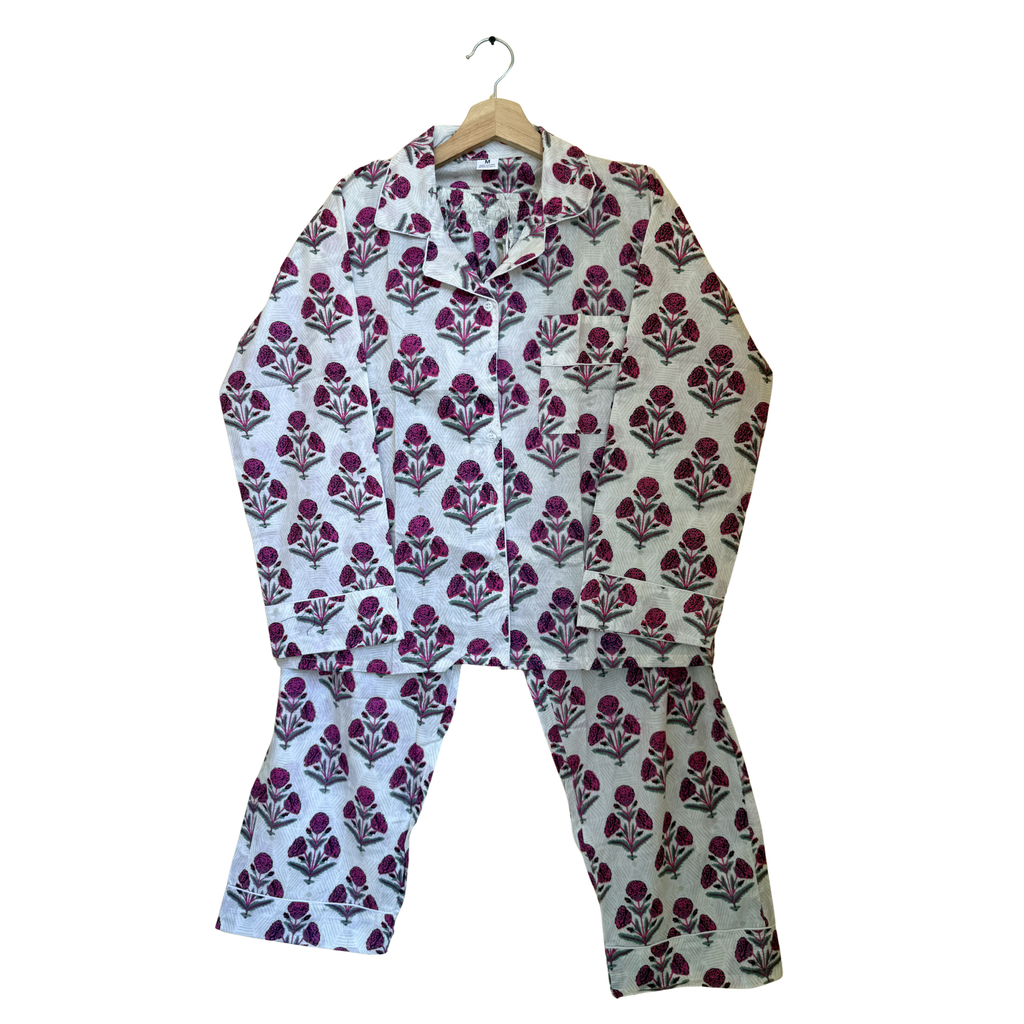 Red Mini Floral Print Cotton Pajama Set for Women - gallery