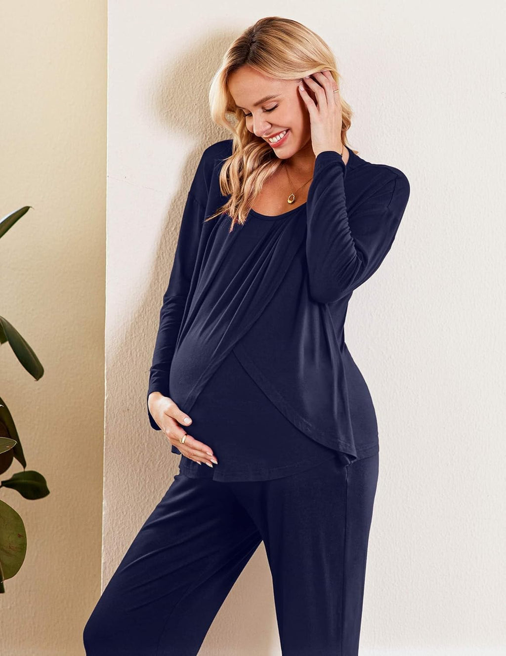Maternity Nursing Pajama Set Long Sleeve Top & Pants - gallery