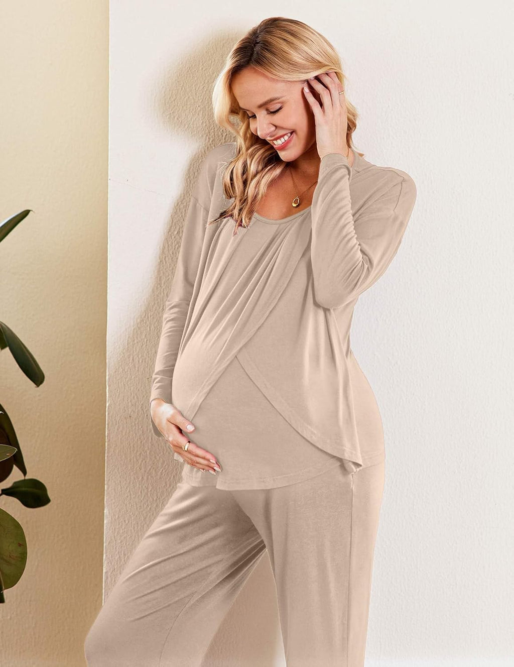 Maternity Nursing Pajama Set Long Sleeve Top & Pants - gallery
