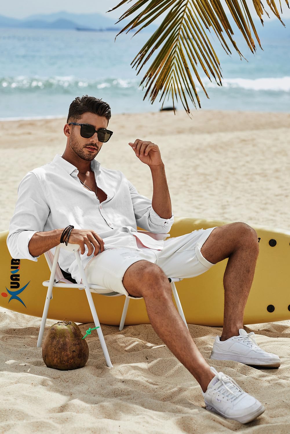 Cotton Linen Button-Down Long Sleeve Shirt for Men - gallery