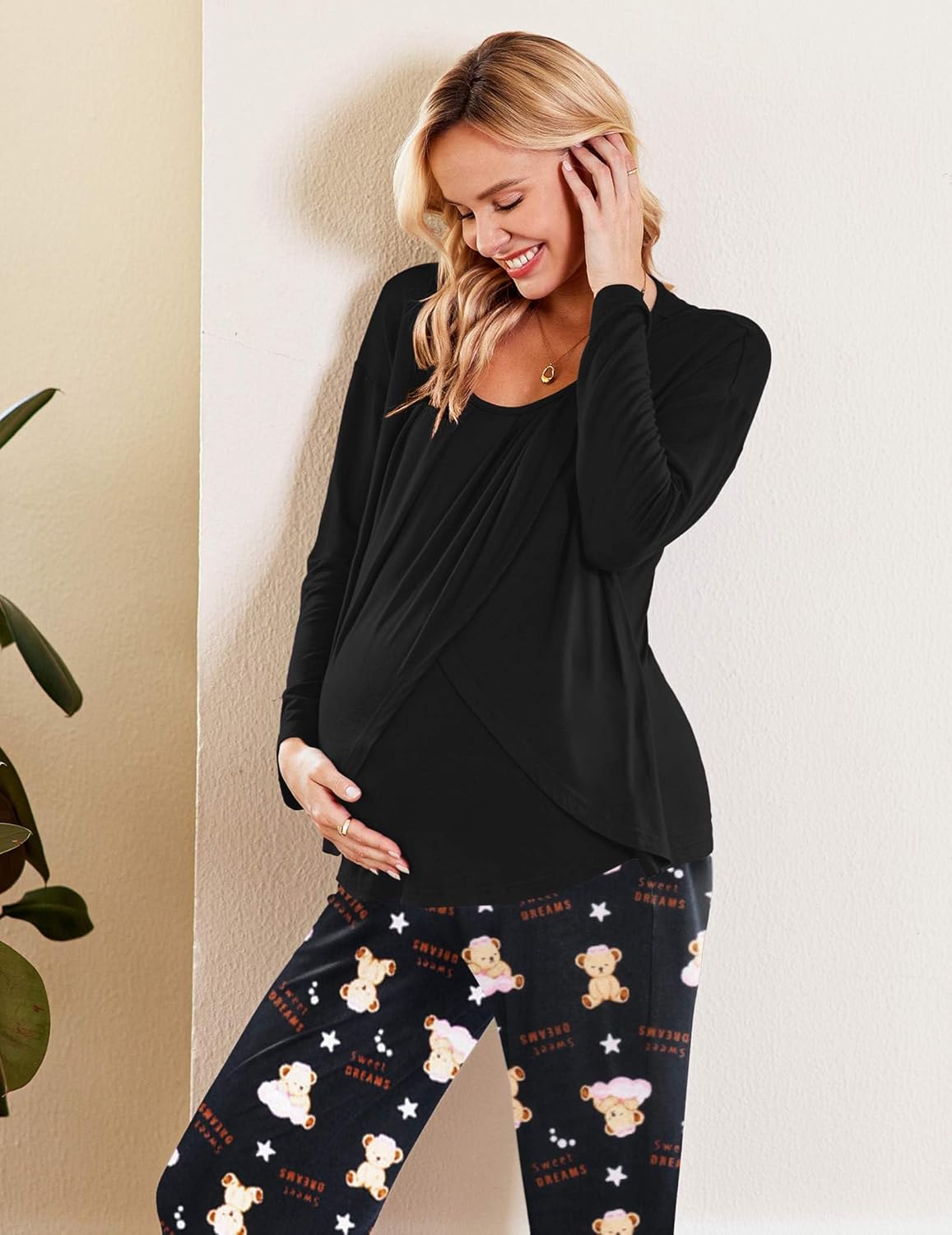 Maternity Nursing Pajama Set Long Sleeve Top & Pants - gallery