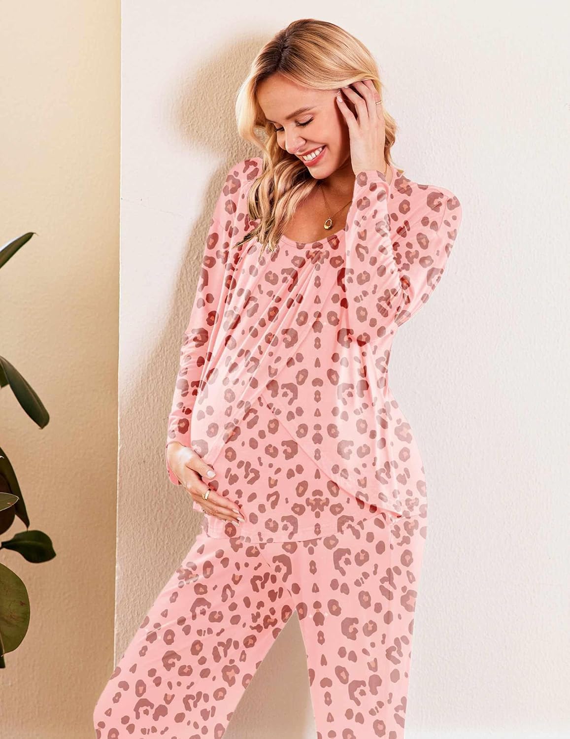 Maternity Nursing Pajama Set Long Sleeve Top & Pants - gallery