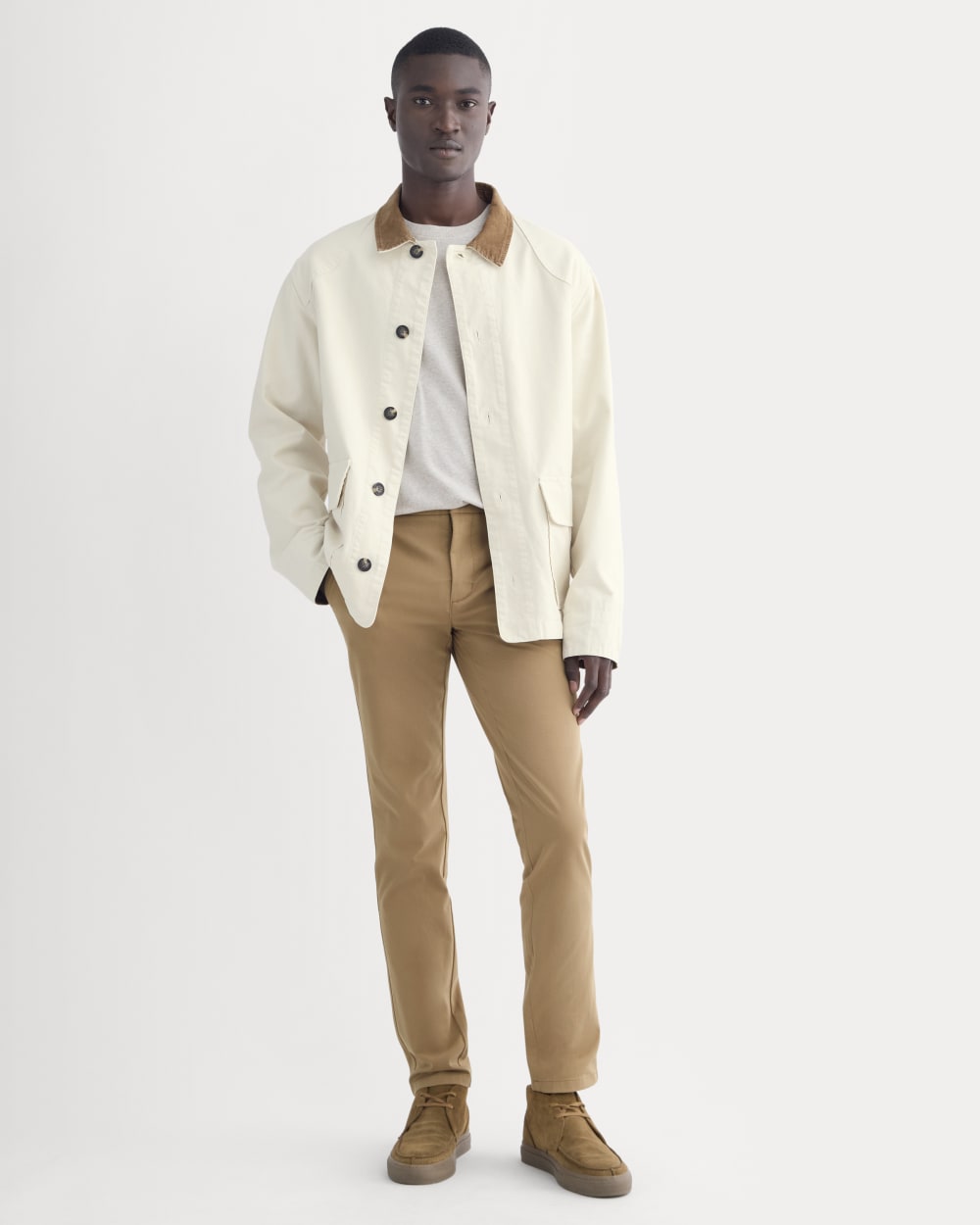 Toasted Coconut Slim Performance Chino Trousers for Men