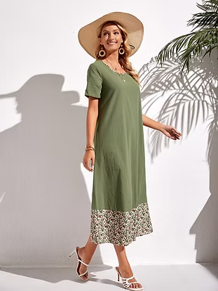 Cotton Linen Midi Dress for Women - gallery