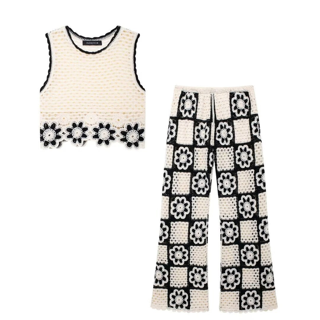Edra Crochet Holiday Coord Top & Pant Set for Women - gallery