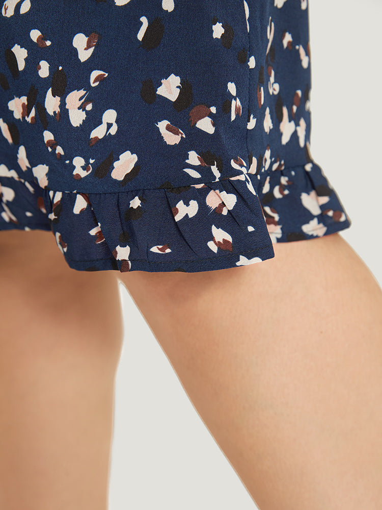 Allover Print Pocket Flutter Trim Dress for Women - gallery
