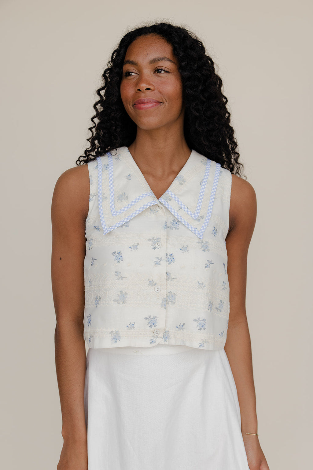 Forget Me Not Collared Tank Cami Top for Women - gallery