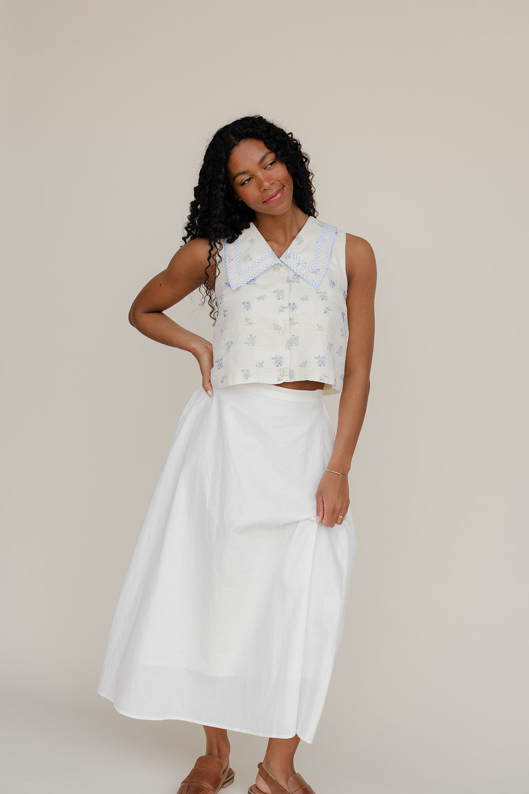 Forget Me Not Collared Tank Cami Top for Women - gallery