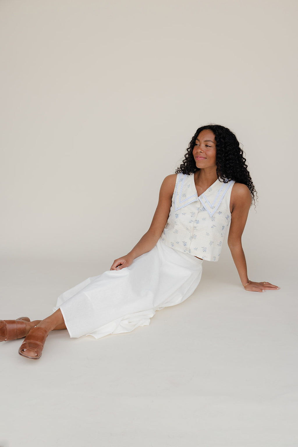 Forget Me Not Collared Tank Cami Top for Women - gallery