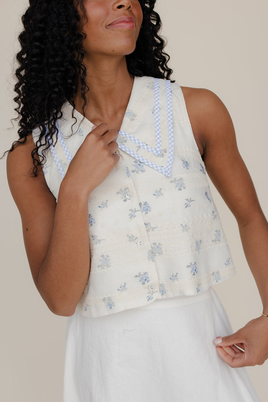Forget Me Not Collared Tank Cami Top for Women