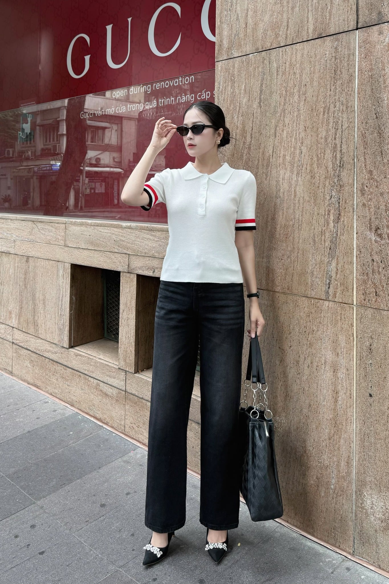 Straight-Leg Washed Jeans in Smoky Silver-Black for Women - gallery