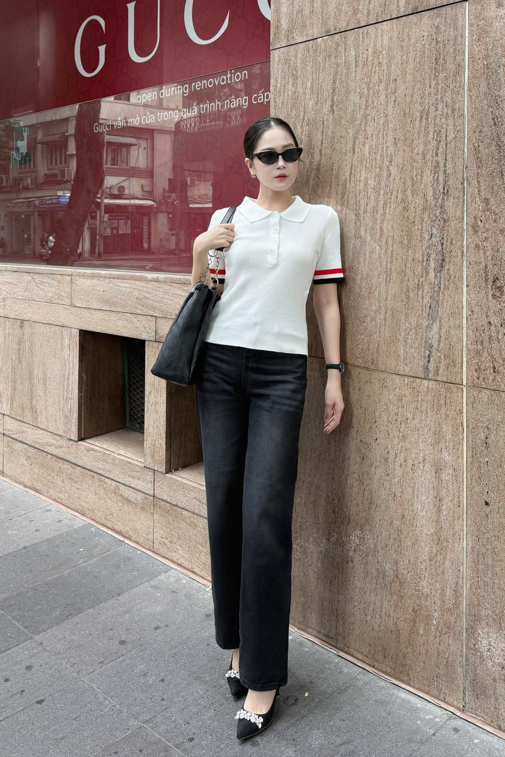 Straight-Leg Washed Jeans in Smoky Silver-Black for Women - gallery
