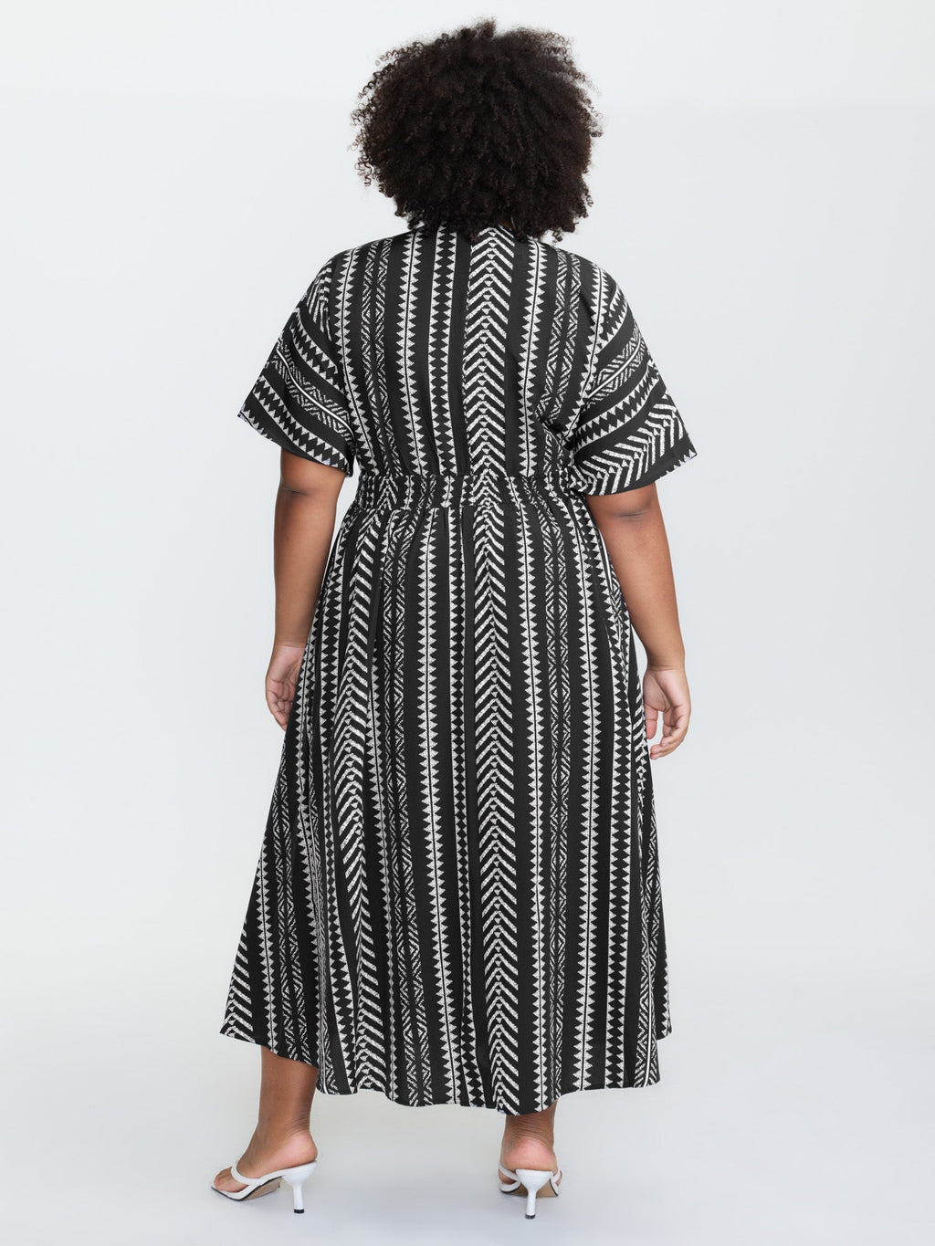 Solid Geometric Dolman Sleeve Pocket Shirred Split Hem Dress for Women - gallery
